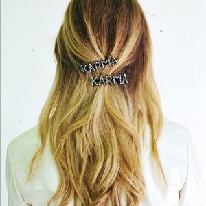 Ashley Williams “Karma” crystal-embellished brass hair clips